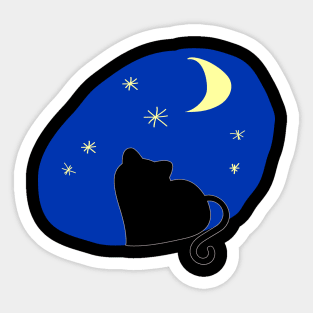 The kitten Staring at Sky Stars Moon Sticker